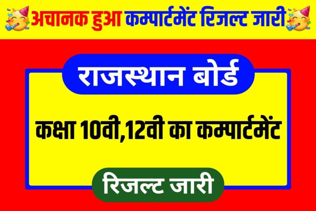 RBSE 10th 12th Compartment Result 2023 Publish