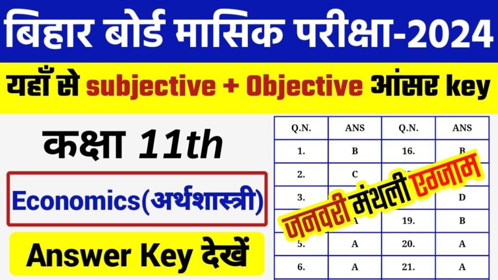 Bihar Board 11th Economics January Monthly Exam 2024 Answer Key