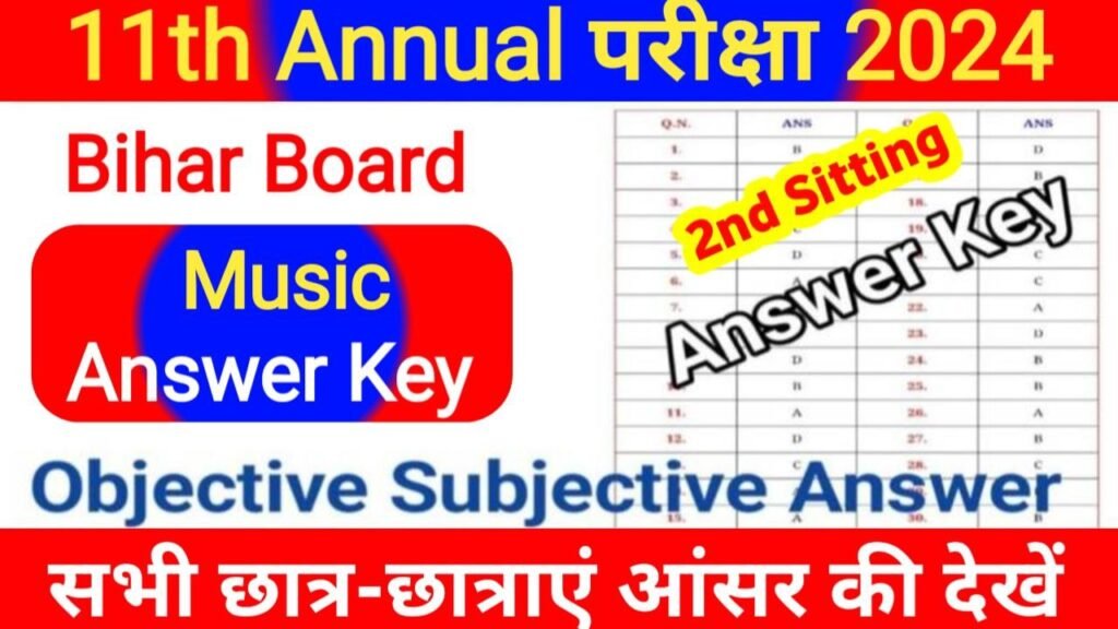 Bihar Board 11th Music Annual Exam 2024 Answer Key