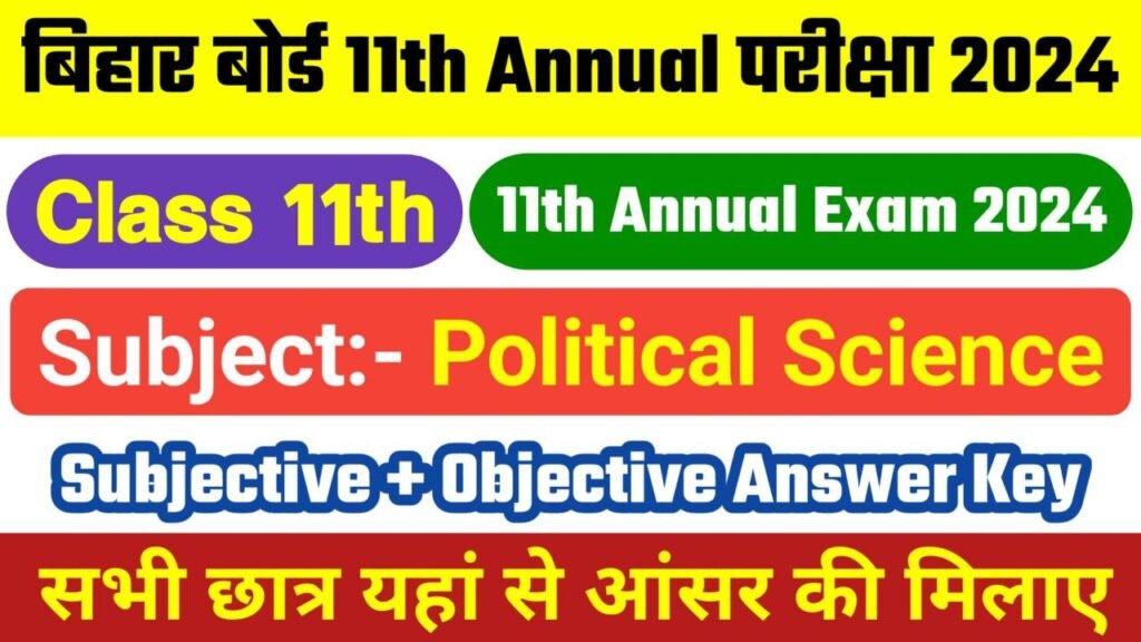 Bihar Board 11th Political Science Annual Exam 2024 Answer Key