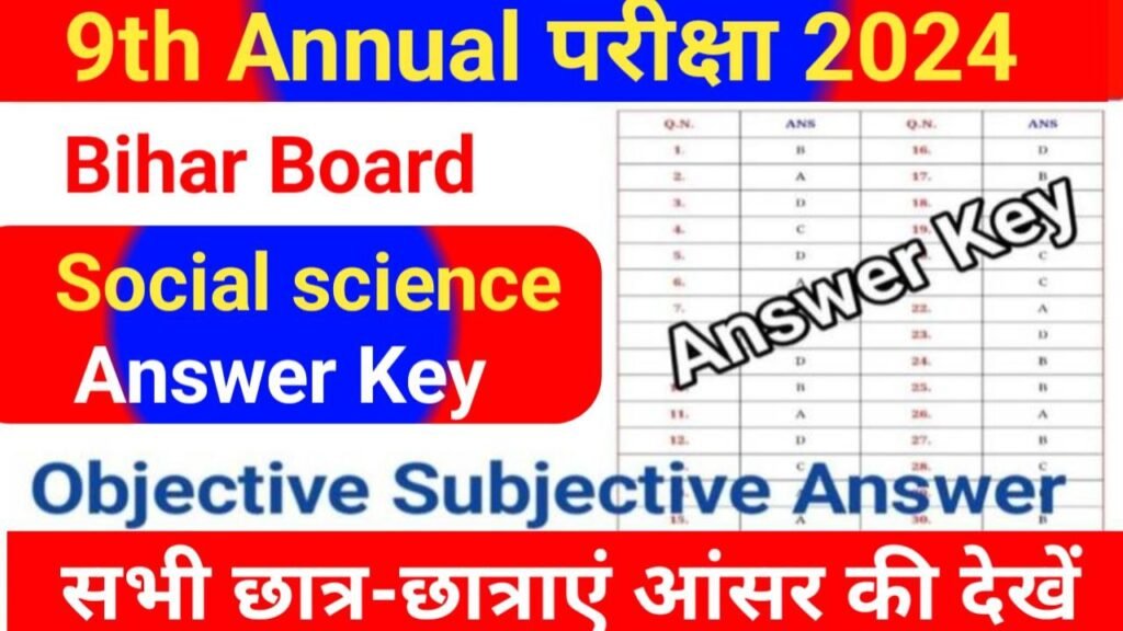 Bihar Board 9th Social Science Annual Exam 2024 Answer Key