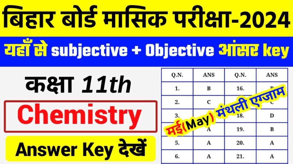 Bihar Board 11th Chemistry May Monthly Exam 2024 Answer Key