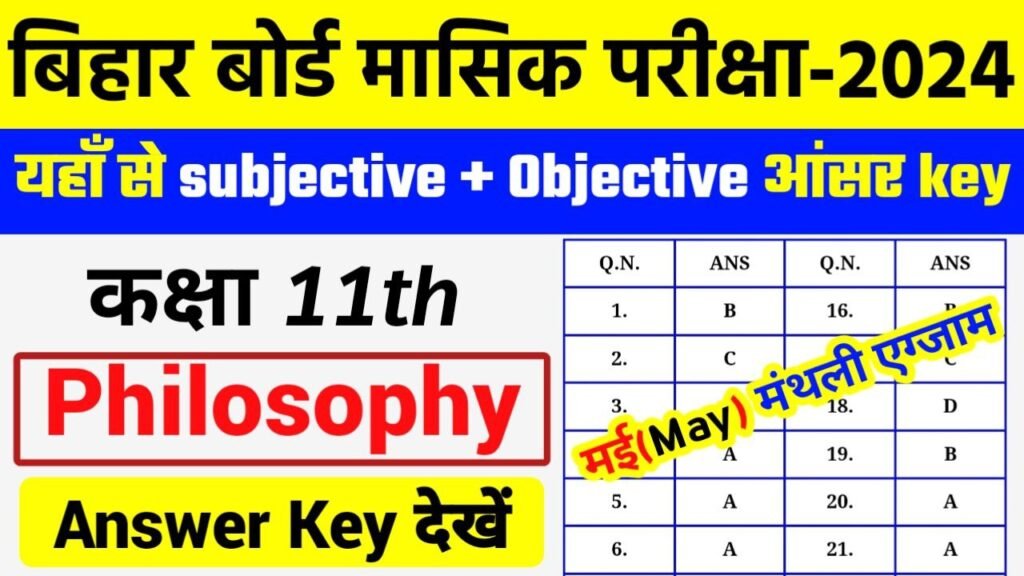 Bihar Board 11th Philosophy May Monthly Exam 2024 Answer Key