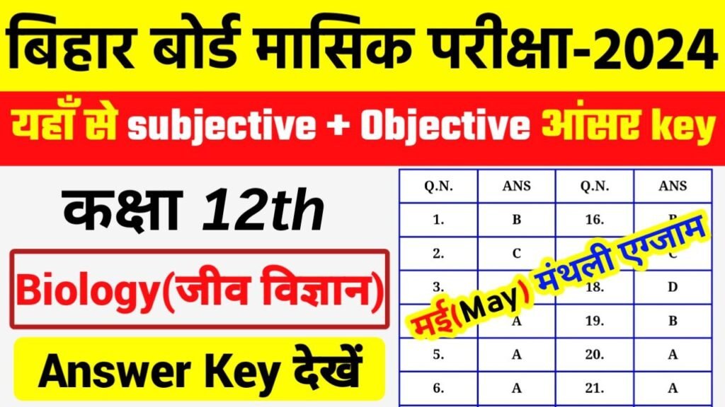 Bihar Board 12th Biology May Monthly Exam 2024 Answer Key