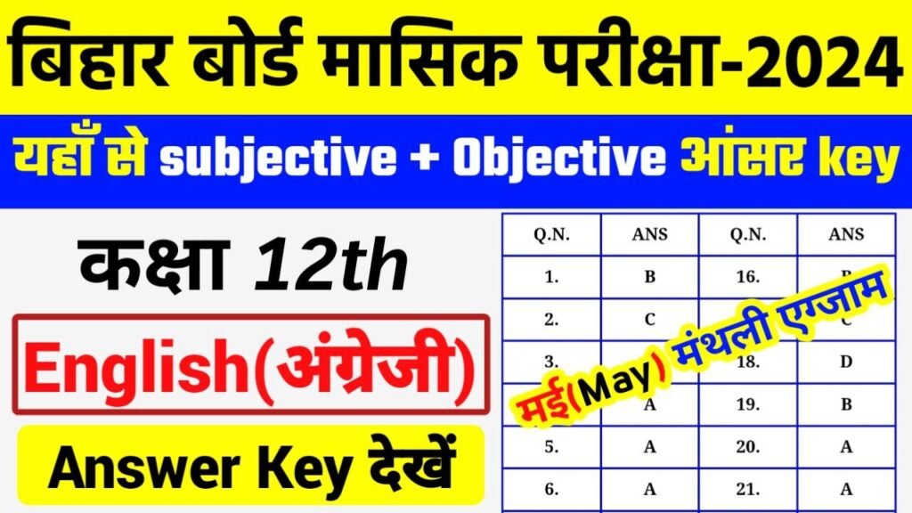 Bihar Board 12th English May Monthly Exam 2024 Answer Key