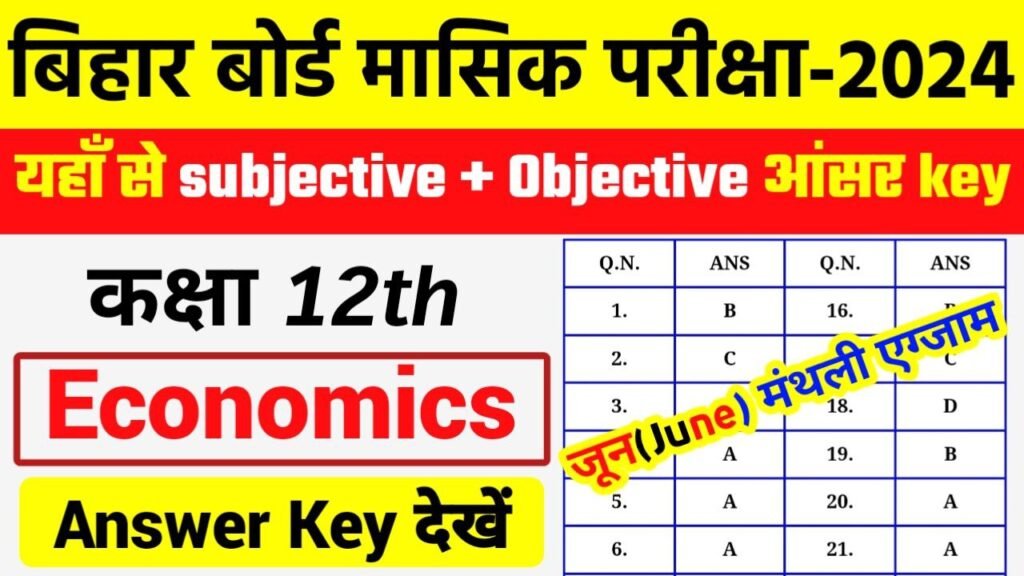 Bihar Board 12th Economics June Monthly Exam 2024 Answer Key