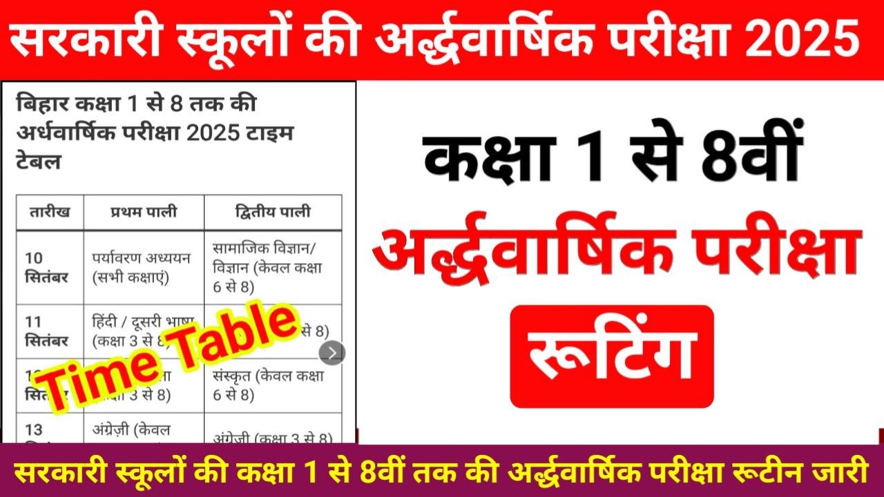 Bihar Class 1 to 8 half yearly exam